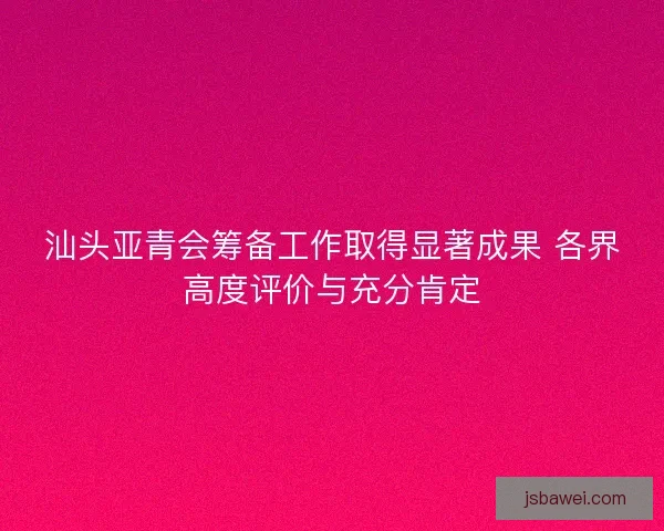 汕头亚青会筹备工作取得显著成果 各界高度评价与充分肯定